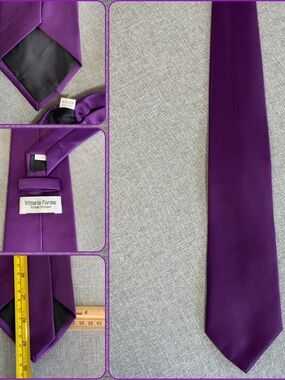 Vittorio Farina Purple Satin Extra Long Neck Tie